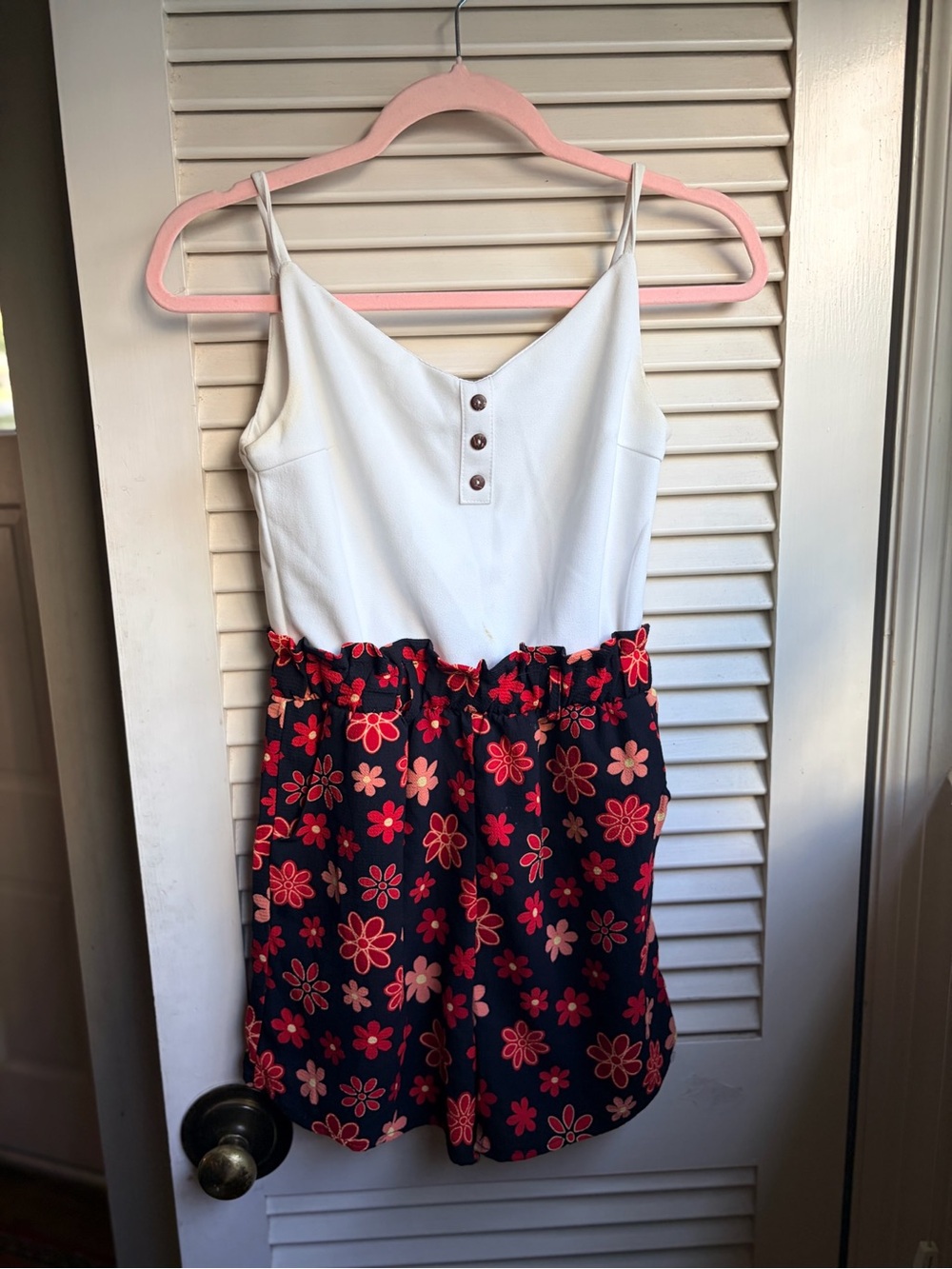 J for Justify White & Navy Floral Girls Romper